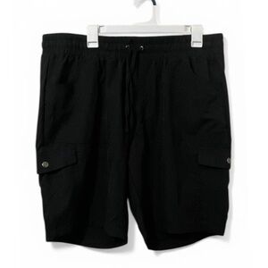 Palm Rio Women Black Elastic Waist Cargo Shorts